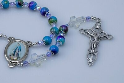 Blue Dyed Jade Rosary