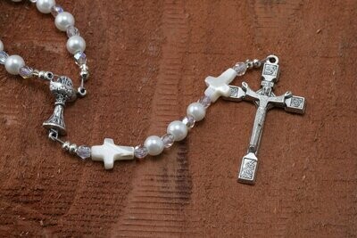 White Pearl 1st Communion Rosary