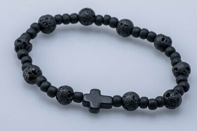 Lava Rock Boy's 1st Communion Rosary Bracelet