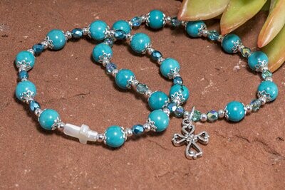 Natural Turquoise Blue Howlite Rosary Bracelet