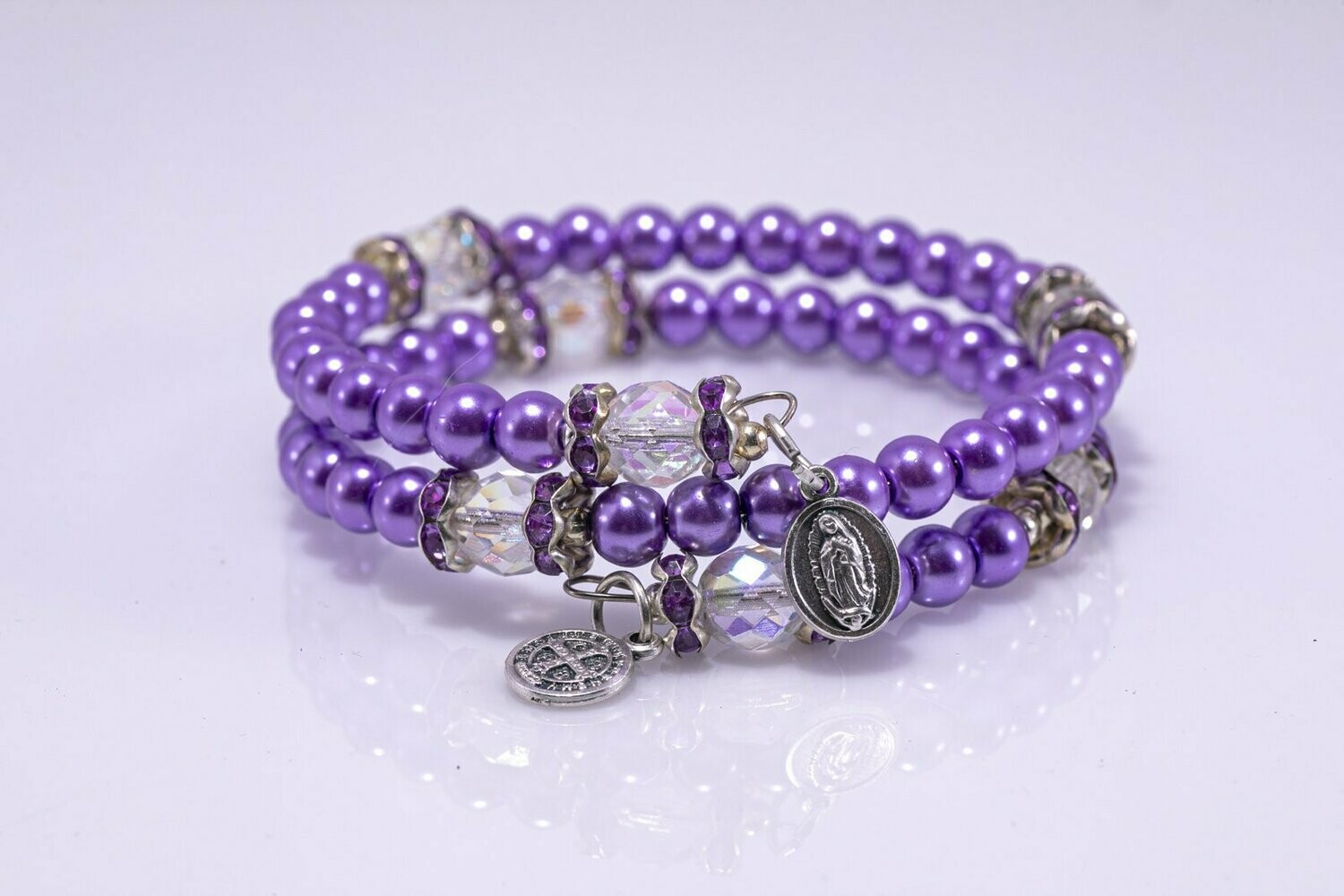 Purple Pearl Full Rosary Wrap Bracelet