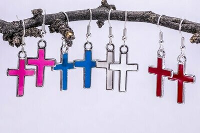 Enamel Colored Cross Earrings