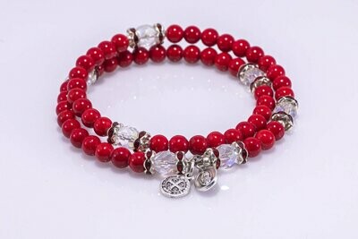 Red Mashan Jade Full Rosary Wrap Bracelet (6mm beads)