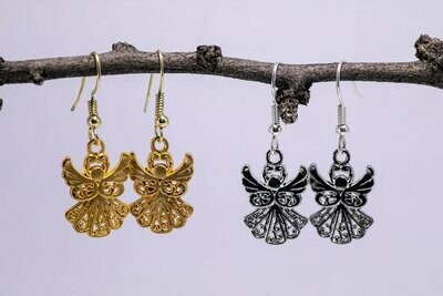 Small Ornate Angel Earrings