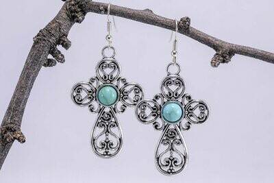 Large Rounded Cross Earrings