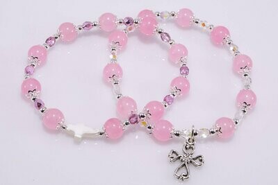 Pink Malaysia Jade Rosary Bracelet