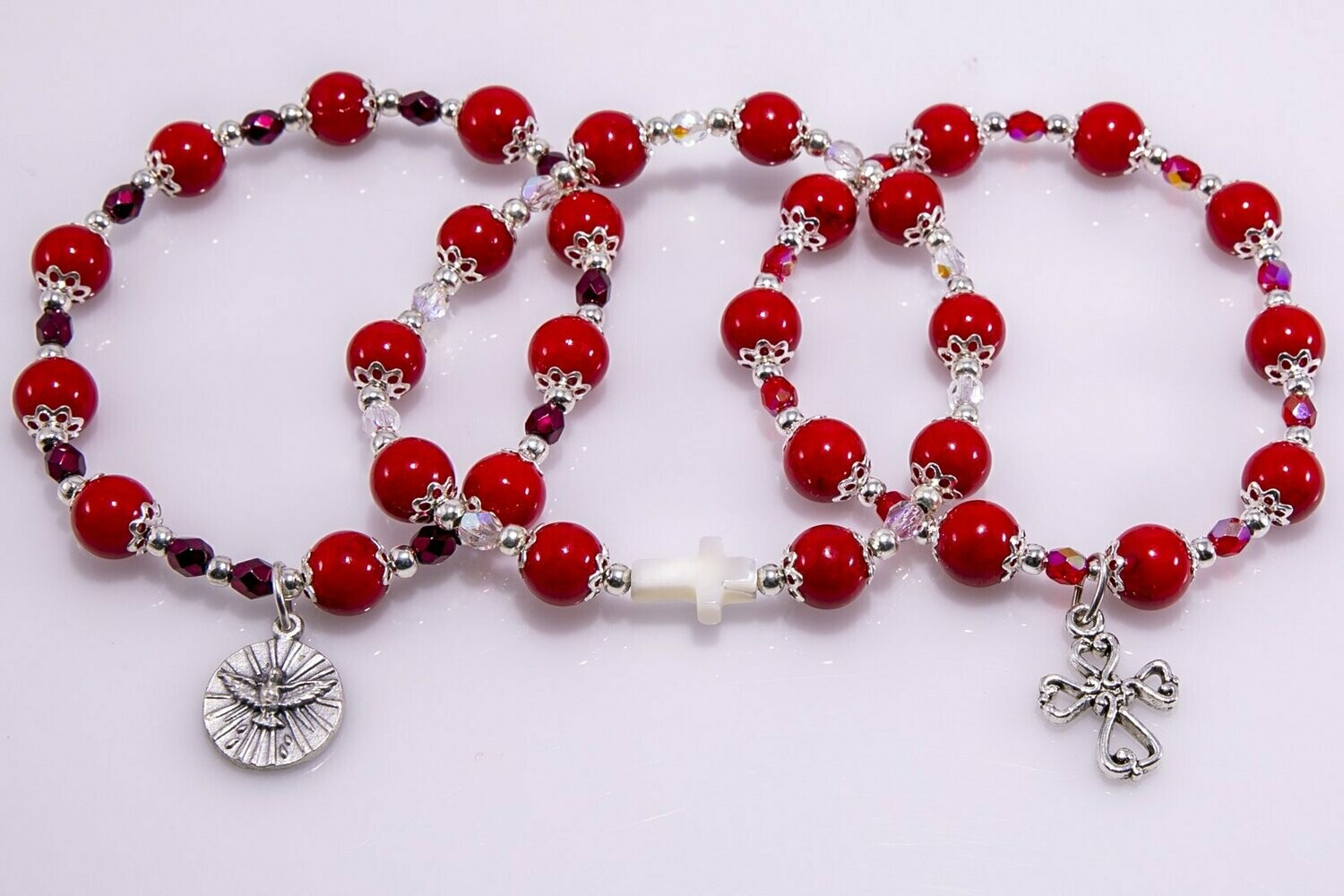 Red Riverstone Rosary Bracelet