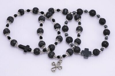 Black Lava Rock Rosary Bracelet
