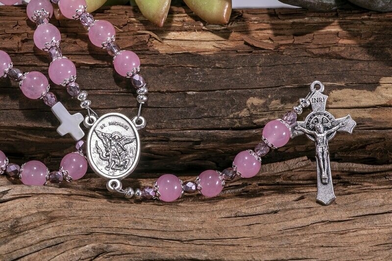 Pink Malaysia Jade St Michael Chaplet