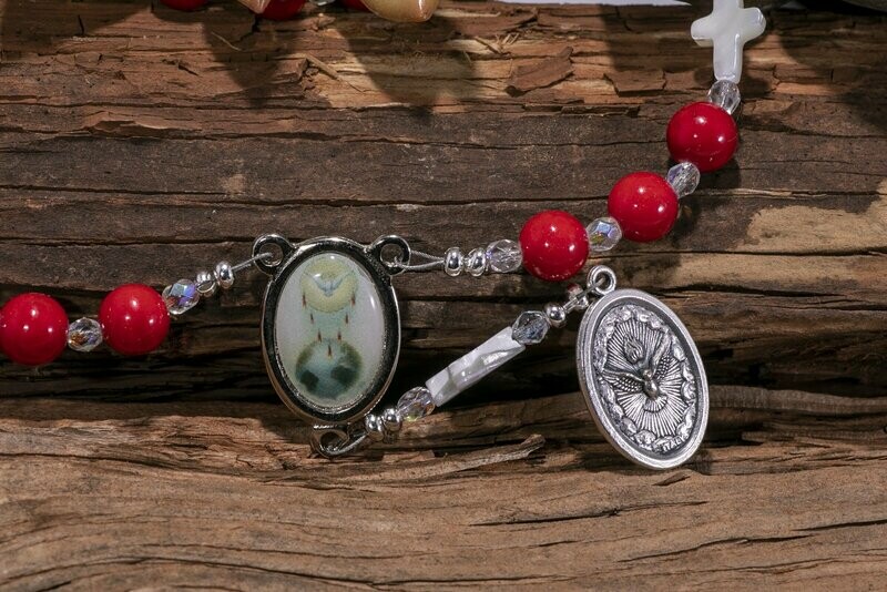 Red Mashan Jade Gifts of the Holy Spirit Chaplet (8 mm beads)