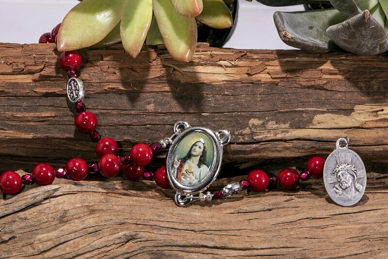 Red Mashan Jade Five Wounds of Jesus Chaplet