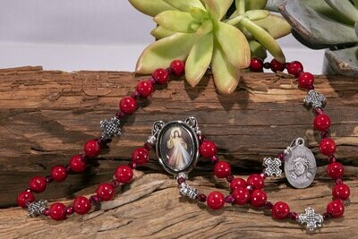 Red Mashan Jade Precious Blood of Jesus Chaplet (8 mm beads)