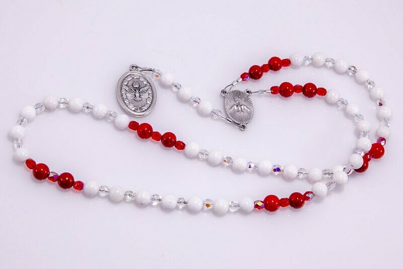 Red  and White  Holy Spirit Chaplet 6 mm