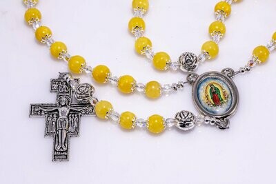 Yellow Jade Joys of Mary Rosary