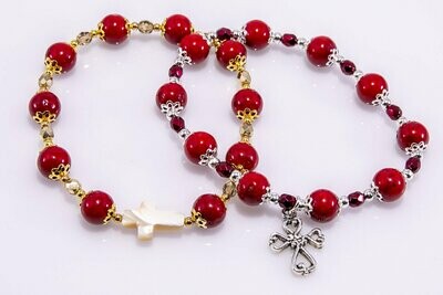 Red Mashan Jade Rosary Bracelet