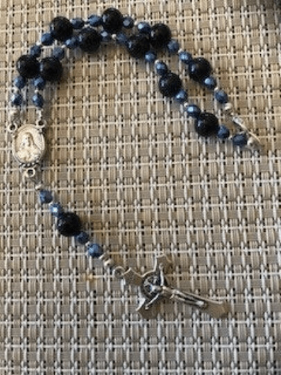 Navy Goldstone Auto Rosary