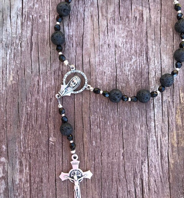 Black Lava Rock Custom Auto Rosary