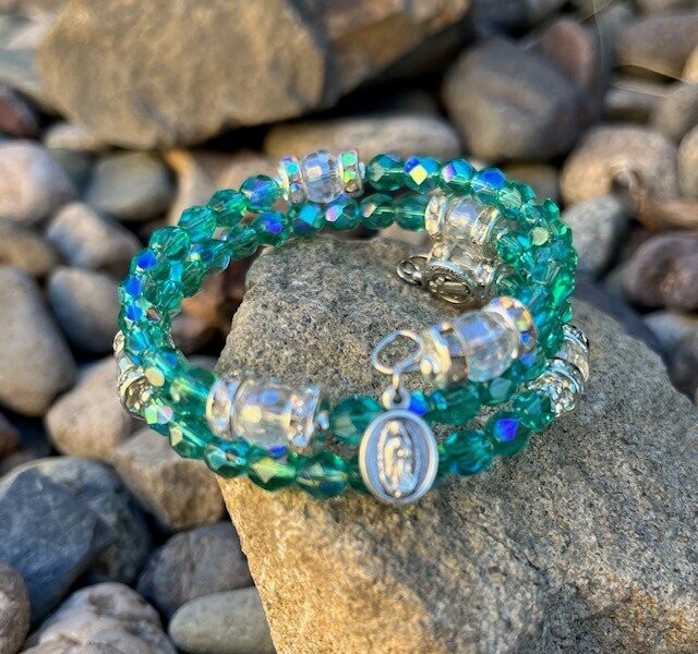 Teal Full Rosary Wrap Bracelet
