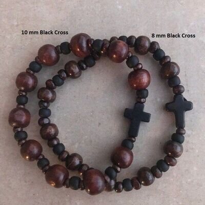 Men’s Boxwood Rosary Bracelet W/ Black Accents