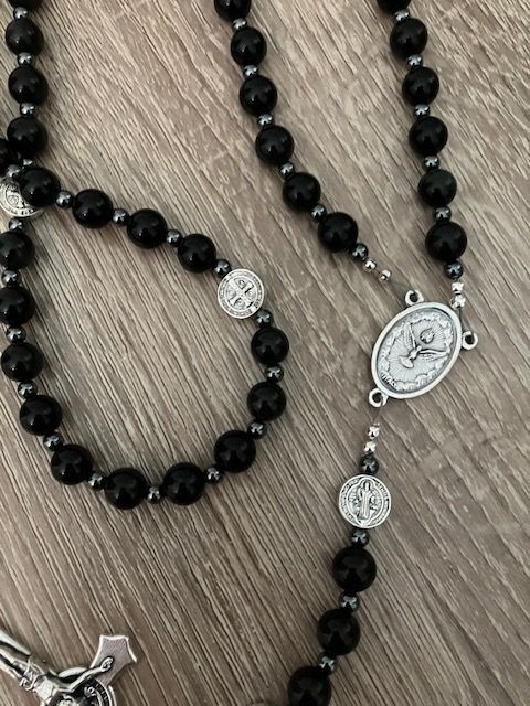 Black Obsidian Benedictine Rosary
