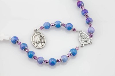 Blue Dyed Jade Seven Sorrows Rosary