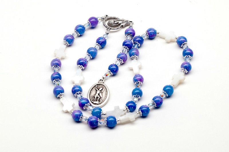 Blue Dyed Jade St Michael Chaplet