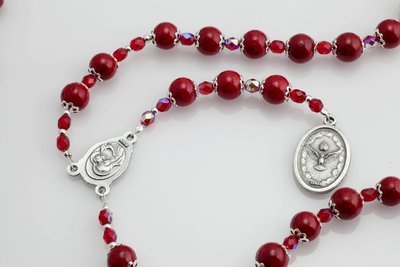 Red Mashan Jade Holy Spirit Chaplet with Red Accents