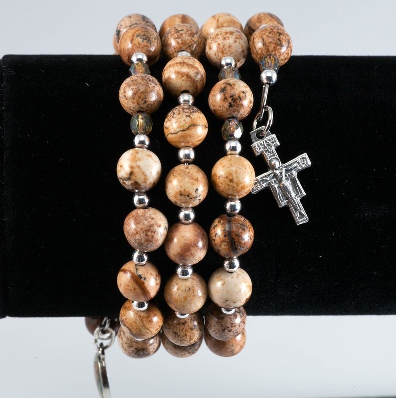 Picture Jasper Full Rosary Wrap Bracelet
