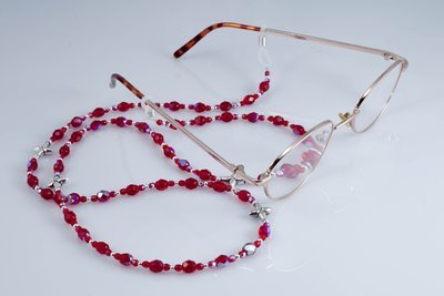 Red Aurora Borealis Rosary Eyeglass Chain (6 mm beads)