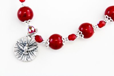Red Mashan Jade Confirmation Rosary Bracelet