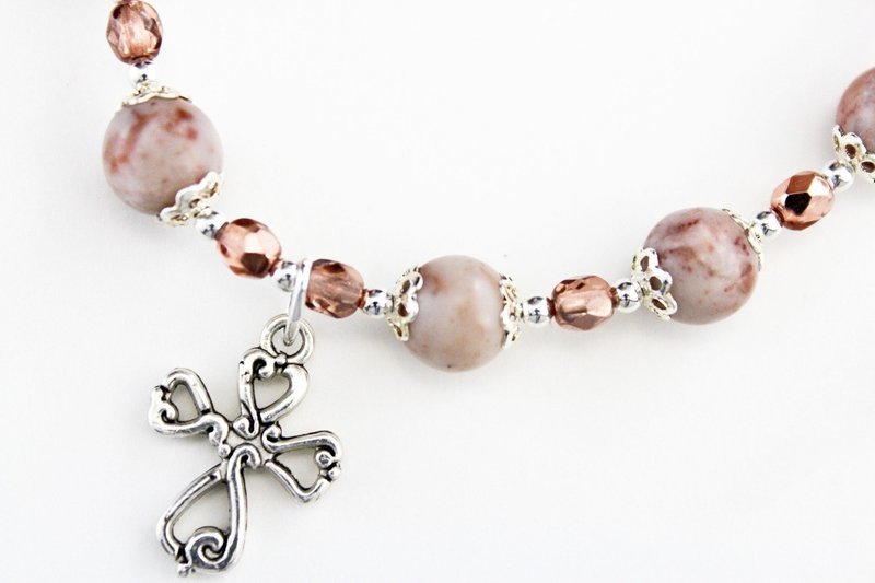 Red Spot Stone Rosary Bracelet
