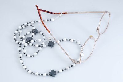 White Jade Rosary Eyeglass Chain (6 mm beads)
