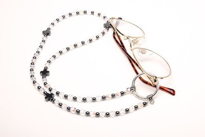 Crystal Rosary Lanyard-Eyeglass Ring (6 mm beads)