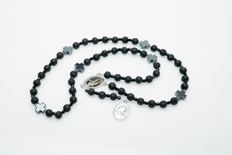 Black Lava Rock Seven Sorrows Rosary