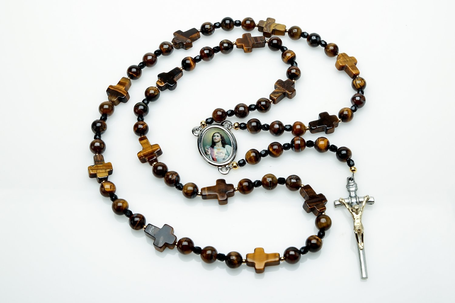 Tiger's Eye Stations of the Cross Rosary Tiger's Eye Stations of the Cross Rosary