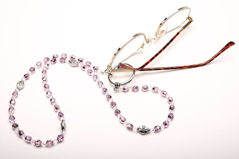 Watermelon Fire Polished Lanyard-Eyeglass Ring (6 mm beads)