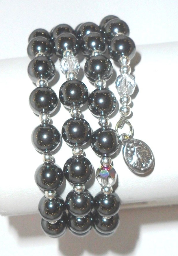 Black Obsidian Full Rosary Wrap Bracelet