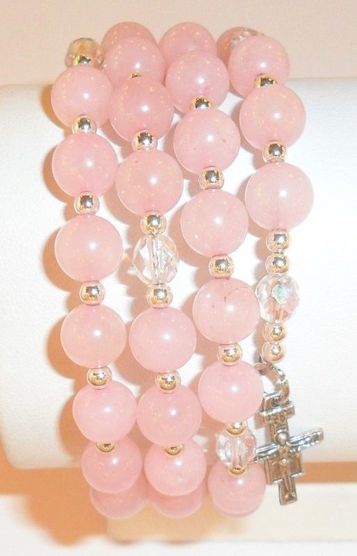 Rose Quartz Full Rosary Wrap Bracelet