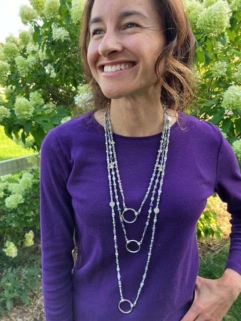 Rosary Lanyard, Glasses &/or Badge Holder Interchangeable, 5 decades, 6 mm beads, 8 variations