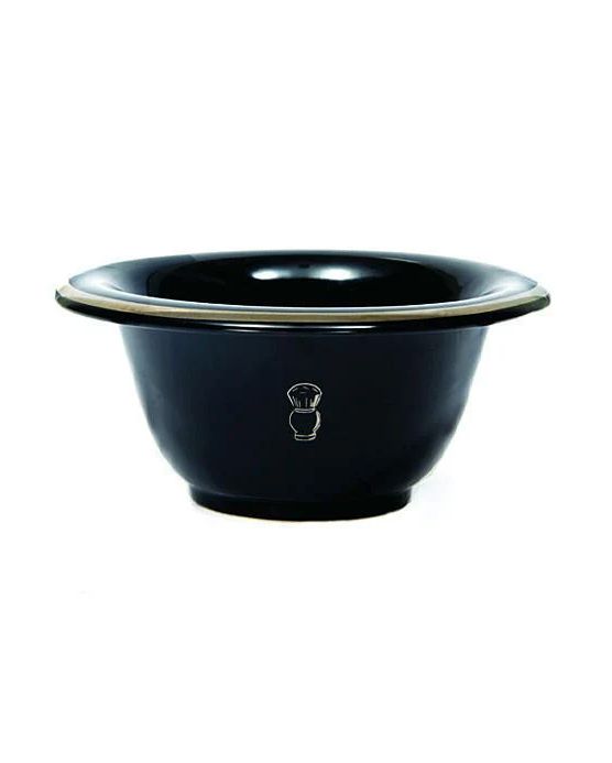 Pure Badger Collection Shaving Bowl, Black Porcelain With Silver Rim