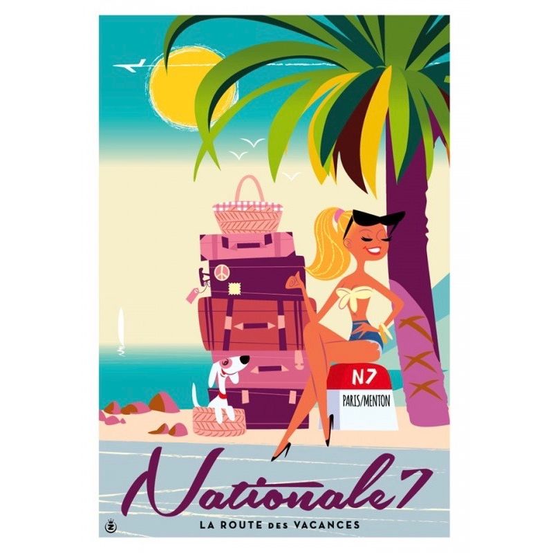 Affiche tirage d&#39;Art &quot; Nationale 7 &quot; Monsieur Z.
