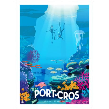 Affiche tirage d&#39;Art &quot;Port-Cros Plongée&quot; Monsieur Z.