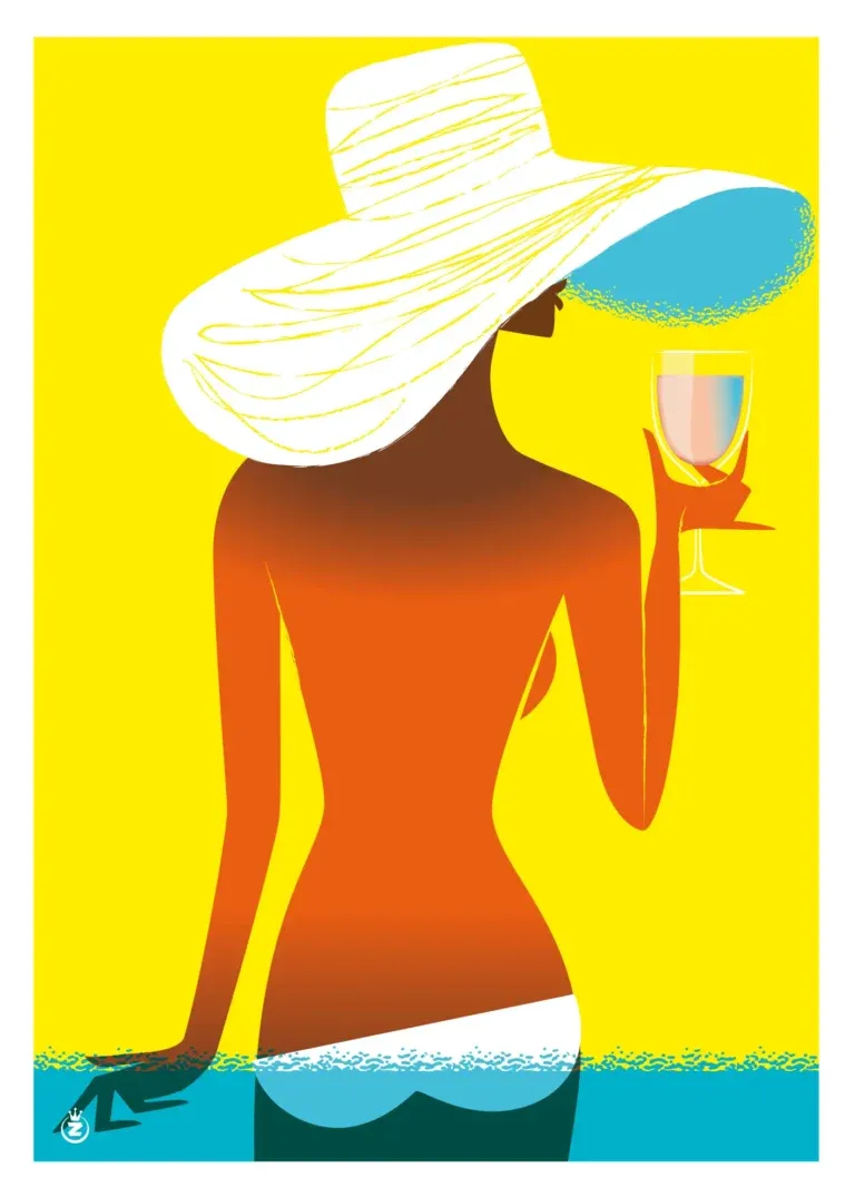 Affiche tirage d&#39;Art &quot;Rosé Fille en jaune&quot; Monsieur Z