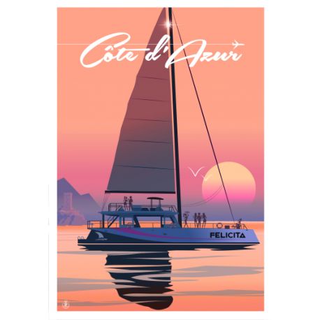 Affiche tirage d&#39;Art &quot;Catamaran Sunset&quot; Monsieur Z.