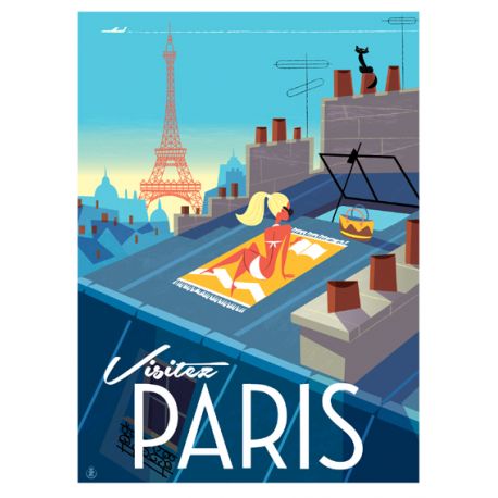 Affiche tirage d&#39;Art &quot;Paris sur les toits&quot; Monsieur Z.