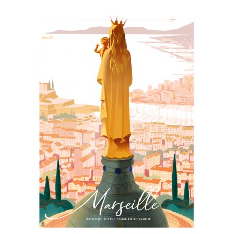 Affiche tirage d&#39;Art &quot;Notre-Dame de la Garde Marseille&quot; Monsieur Z.
