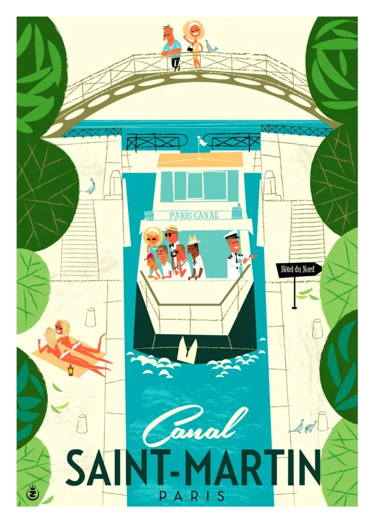 Affiche tirage d&#39;Art &quot;Canal Saint Martin Paris&quot; Monsieur Z.