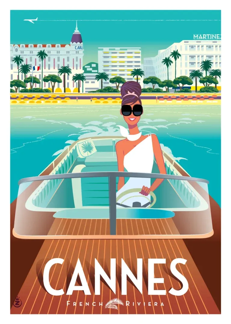 Affiche tirage d&#39;Art &quot; Cannes French Riviera &quot; Monsieur Z.