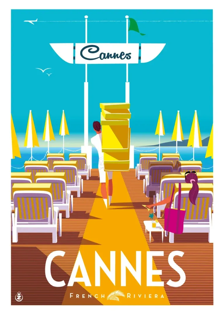 Affiche tirage d&#39;Art &quot; Cannes Ponton &quot; Monsieur Z