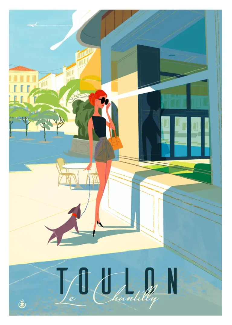 Affiche tirage d&#39;Art &quot;Toulon Place Puget&quot; Monsieur Z